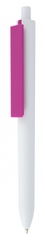 Hvid kuglepen med farvet klip med logo - enestående i både pris og kvalitet
