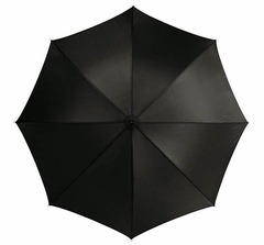 Paraply med logo tryk. Har gummi håndtag og leveres i etui med bærerem