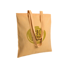 ♻️ Recirkuleret bomuld indkøbspose med logo, lange håndtag.