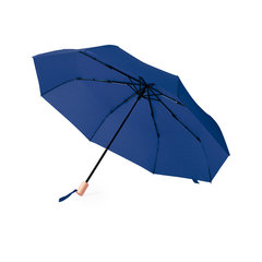 ♻️ Taske Paraply med skærm af genanvendt plast. Har træhåndtag og automatisk åbning
