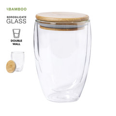 Isoleret Borsilikatglas med bambus låg 350 ml