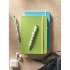 Notesbog med logo, har elastik omslag og penneholder