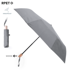 Paraply med logo - vindstærk - Rpet materiale 