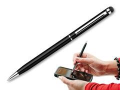 Metall penn med "berøringspenn" funksjon til trykkfølsomme skjermer. Med logotrykk